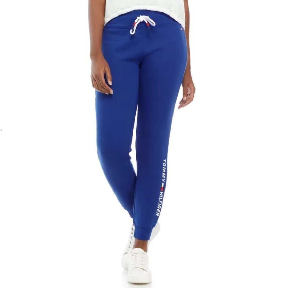 new LAPIS BLUE Tommy Hilfiger Embroidered Logo Joggers in Women's Size MEDIUM